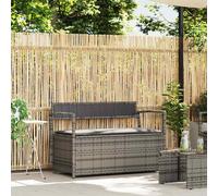 vidaXL Panca Portaoggetti da Giardino con Cuscino Grigio in Polyrattan, Panca da Giardino, Panca da Giardino, Panca da Giardino, Panca da Esterno