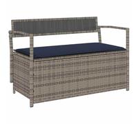 vidaXL Panca Portaoggetti da Giardino con Cuscino Grigio in Polyrattan