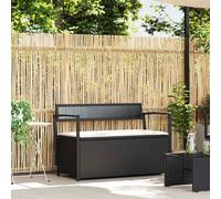 vidaXL Panca Portaoggetti da Giardino con Cuscino in Polyrattan Nero