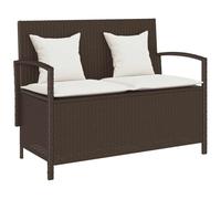 vidaXL Panca Portaoggetti da Giardino con Cuscino Marrone Polyrattan, Panca da Giardino, Panca da Giardino, Panca da Giardino, Panca da Esterno