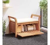 vidaXL Panca Portaoggetti Giardino Cuscino 91 cm Legno Massello Acacia