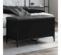 vidaXL Panca Portaoggetti Nera 82x42x45 cm in Legno Multistrato