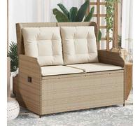 vidaXL Panca Reclinabile da Giardino con Cuscini Beige in Polyrattan