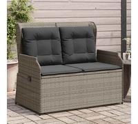 vidaXL Panca Reclinabile da Giardino con Cuscini Grigia in Polyrattan