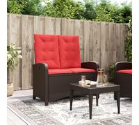 vidaXL Panca Reclinabile da Giardino con Cuscini Marrone in Polyrattan