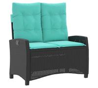 vidaXL Panca Reclinabile da Giardino con Cuscini Nera in Polyrattan