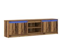 vidaXL Panca TV rettangolare rustica in legno antico, marrone, 180 x 34 x 50 cm, con connettore USB e strisce LED, ideale per uso interno. Un centro di intrattenimento liscio e spazioso facile da