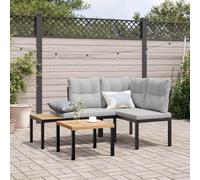 vidaXL Panche Giardino con Cuscini 2pz Nere Acciaio Verniciato Polvere