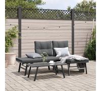 vidaXL Panche Giardino con Cuscini 2pz Nere Acciaio Verniciato Polvere