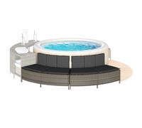 vidaXL Panche Vasca Idromassaggio con Cuscini 2pz in Polyrattan Grigio