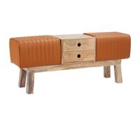 vidaXL panchina 110 x 30 x 45 cm Pelle Vera Marrone