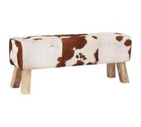 vidaXL panchina 110 x 30 x 45 cm Pelle Vera Marrone e bianco