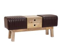 vidaXL panchina 110 x 30 x 45 cm Pelle Vera Marrone Scuro