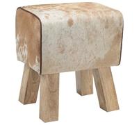 vidaXL panchina 40 x 30 x 45 cm Pelle Vera Marrone e bianco