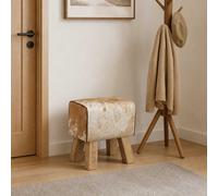 vidaXL panchina 40 x 30 x 45 cm Pelle Vera Marrone e bianco
