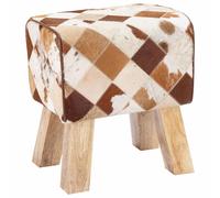 vidaXL panchina 40 x 30 x 45 cm Pelle Vera Marrone Patchwork