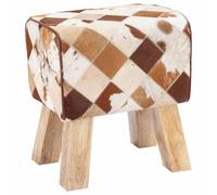 vidaXL panchina 40 x 30 x 45 cm Pelle Vera Marrone Patchwork