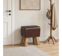 vidaXL panchina 40 x 30 x 45 cm Pelle Vera Marrone Scuro