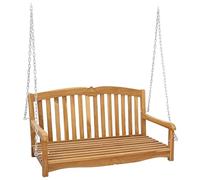 vidaXL Panca a dondolo naturale 114 x 60 x 60,5 cm legno massello teak, panca da giardino in teak, comoda seduta, sedia a dondolo, mobili rustici, perfetto relax