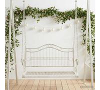 vidaXL Panchina a Dondolo Acciaio 115 x 61 x 63 cm Bianco Antico