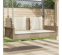 vidaXL Panchina a Dondolo con Cuscini Beige 119x56x48 cm in Polyrattan, panchina a Dondolo con Cuscini, Seduta a Dondolo, Seduta a Dondolo in Rattan