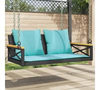vidaXL Panchina a Dondolo con Cuscini Nera 109x62x40 cm in Polyrattan