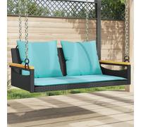 vidaXL Panchina a Dondolo con Cuscini Nera 109x62x40 cm in Polyrattan