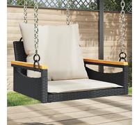vidaXL Panchina a Dondolo con Cuscini Nera 63x62x40 cm in Polyrattan