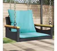 vidaXL Panchina a Dondolo con Cuscini Nera 63x62x40 cm in Polyrattan