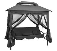 vidaXL Panchina a Dondolo con Tettuccio Antracite in Acciaio Lettino Altalena