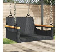 vidaXL Panchina a Dondolo Nera 63x62x40 cm in Polyrattan, seduta sospesa, seduta a dondolo da giardino, seduta a dondolo in polyrattan