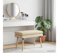 vidaXL Panchina a doppio strato Crema 80 x 40 x 47 cm Tessuto, Panchina moderna a due strati, imbottita e morbida, design robusto, gambe affusolate, legno ingegnerizzato, schiuma comoda