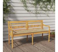 vidaXL Panchina Batavia con Cuscino Beige 150 cm Legno Massello Teak
