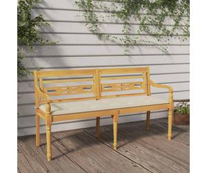 vidaXL Panchina Batavia con Cuscino Crema 150 cm Legno Massello Teak
