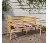 vidaXL Panchina Batavia con Cuscino Motivo rosso 150 cm Massello Teak