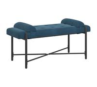 vidaXL Panchina con bottoni e cuscini Blu 110 x 40 x 46 cm Velluto, Panchina moderna rettangolare, imbottita e morbida, per camera da letto, soggiorno, corridoio e sala da pranzo