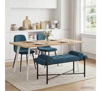 vidaXL Panchina con bottoni e cuscini Blu 110 x 40 x 46 cm Velluto