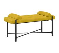 vidaXL Panchina con bottoni e cuscini Giallo 110 x 40 x 46 cm Velluto, Panchina moderna rettangolare, imbottita e morbida, per camera da letto, soggiorno, corridoio e sala da pranzo