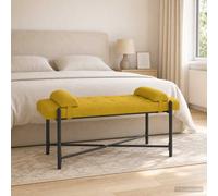 vidaXL Panchina con bottoni e cuscini Giallo 110 x 40 x 46 cm Velluto