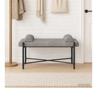 vidaXL Panchina con bottoni e cuscini Grigio Chiaro 110 x 40 x 46 cm