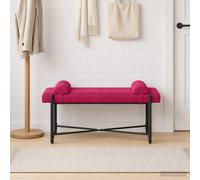 vidaXL Panchina con bottoni e cuscini Rosso Vino 110 x 40 x 46 cm