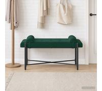vidaXL Panchina con bottoni e cuscini Verde Scuro 110 x 40 x 46 cm