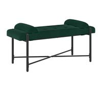 vidaXL Panchina con bottoni e cuscini Verde Scuro 110 x 40 x 46 cm, Panchina moderna rettangolare, imbottita e morbida, per camera da letto, soggiorno, corridoio e sala da pranzo