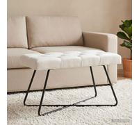 vidaXL Panchina con bottoni imbottiti Bianco 80 x 40 x 46 cm Tessuto, Panchina rettangolare elegante, imbottita con bottoni, arredo moderno per ingresso, soggiorno, camera da letto