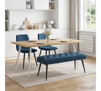 vidaXL Panchina con bottoni imbottiti Blu 110 x 40 x 46 cm Velluto
