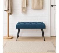 vidaXL Panchina con bottoni imbottiti Blu 80 x 40 x 46 cm Velluto, Panchina moderna, imbottita e con bottoni, gambe metalliche, velluto minimalista per camera, sala da pranzo e ingresso