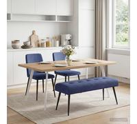vidaXL Panchina con bottoni imbottiti Blu Polizia 110 x 40 x 46 cm