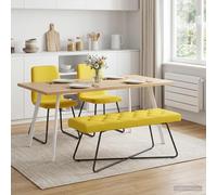 vidaXL Panchina con bottoni imbottiti Giallo Chiaro 110 x 40 x 46 cm, Panchina rettangolare elegante, imbottita con bottoni, arredo moderno per ingresso, soggiorno, camera da letto