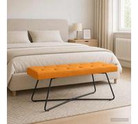 vidaXL Panchina con bottoni imbottiti Giallo Scuro 110 x 40 x 46 cm, Panchina rettangolare elegante, imbottita con bottoni, arredo moderno per ingresso, soggiorno, camera da letto