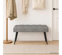 vidaXL Panchina con bottoni imbottiti Grigio Chiaro 80 x 40 x 46 cm, Panchina moderna, imbottita e con bottoni, gambe metalliche, velluto minimalista per camera, sala da pranzo e ingresso
